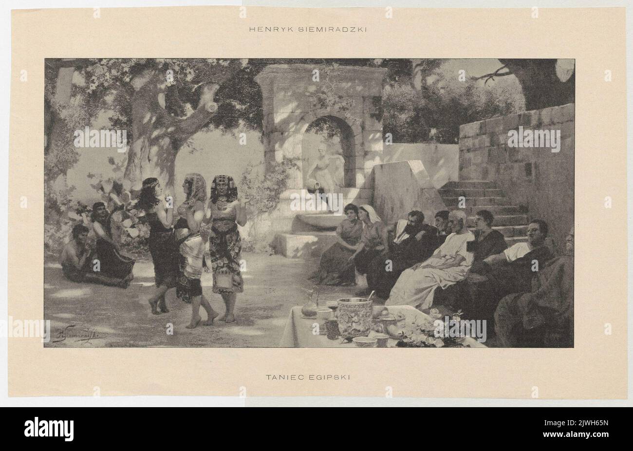 Reproduction of a painting: Henryk Siemiradzki (1843-1902), Taniec egipski [Egyptian Dance]; from: `Wędrowiec` 1905, no. 5-6 (February 11th), p. 88-89. unknown, photographer, Wędrowiec (Warszawa ; czasopismo ; 1863-1906), publisher Stock Photo